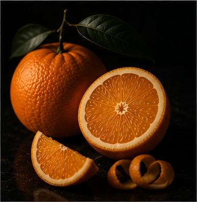 Fresh orange, halved and peeled